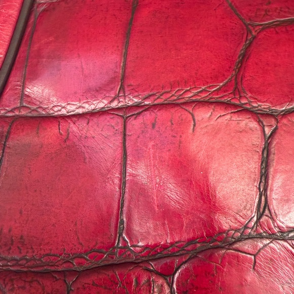 Dooney & Bourke Luna Red Croc Hobo Shoulder Bag Excellent Preowned Gorgeous - Picture 9 of 16